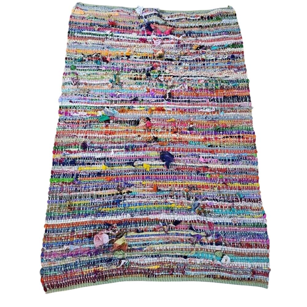 Woven India Rag Rug Chindi Multicolor 69X43 - Picture 2 of 3